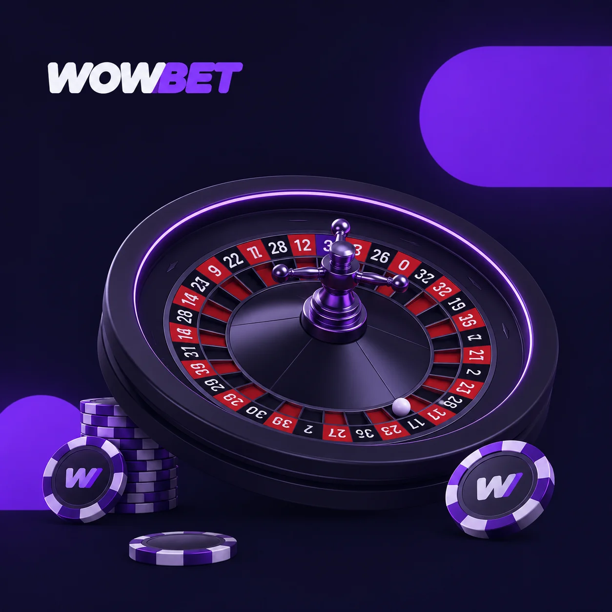 Рулетка и игровые фишки в казино WOWBET.